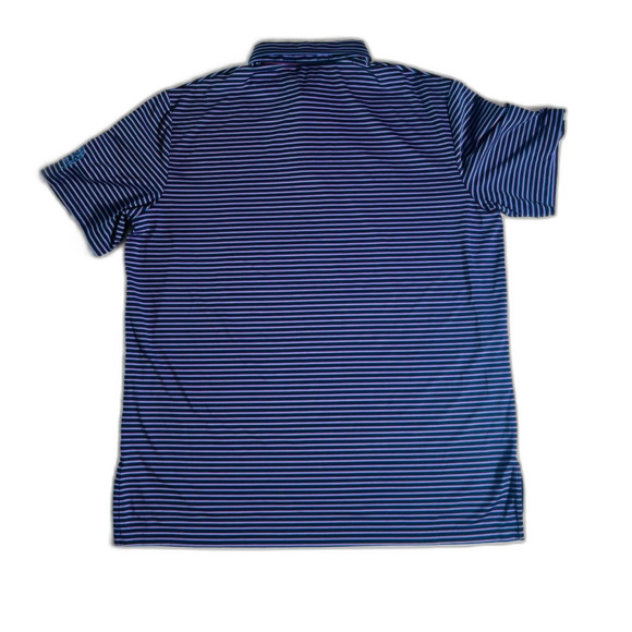 RLX Ralph Lauren Navy Stripe Classic Fit Moisture Wicking Polo Large MSRP $110 - Picture 2 of 8
